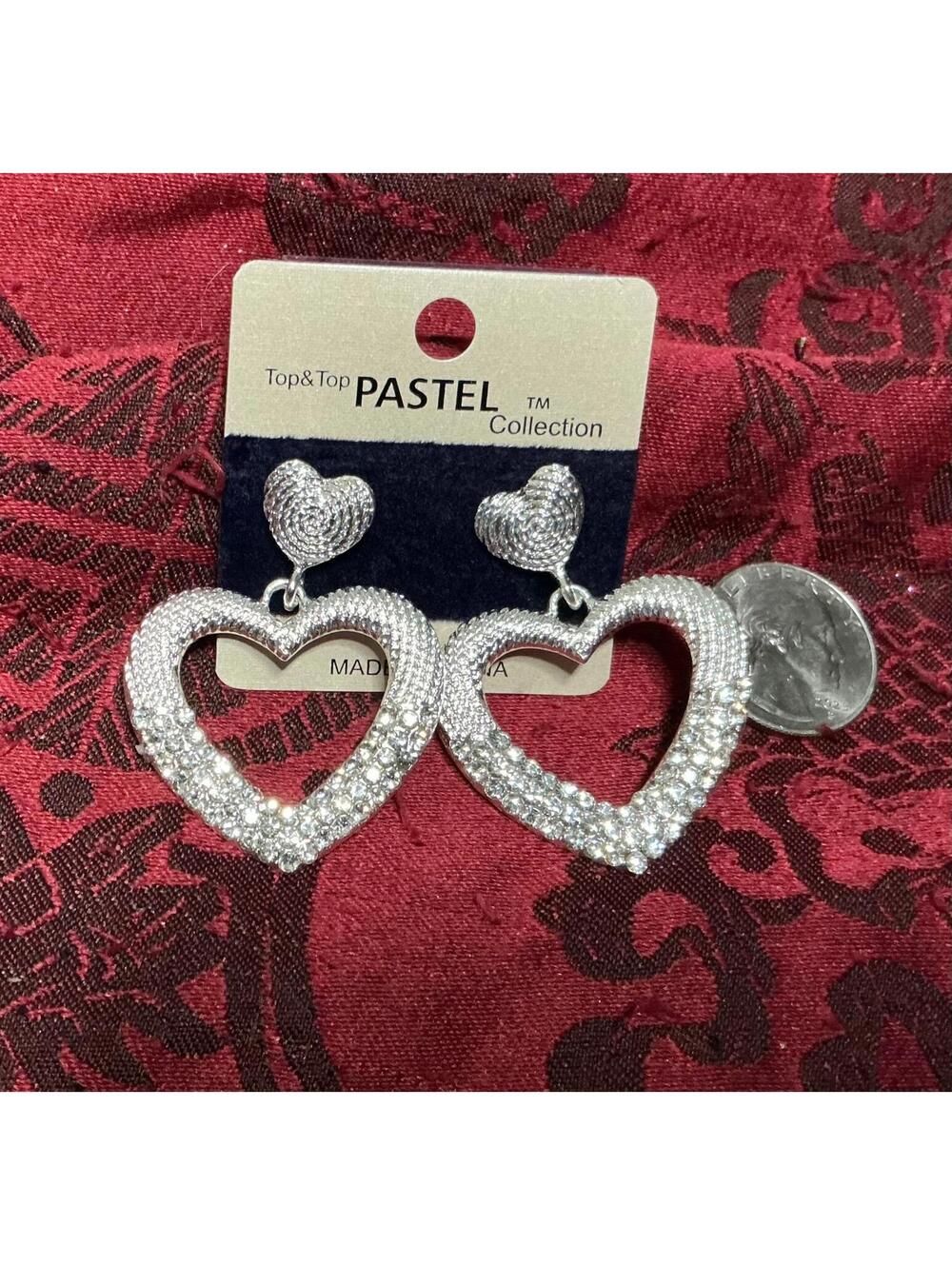 Rhinestone Hearts Earrings